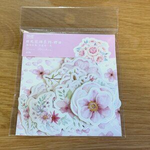 MO-CARD Deco Stickers: 45-Piece Floral Stickers, Light Pink Varietals